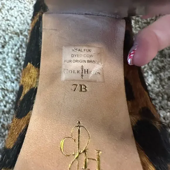 COLE HAAN Women's Chelsea Block Heel Pump Size 7B In Woodbury/Ocelot - Picture 4 of 7